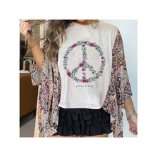 Load image into Gallery viewer, Printed Batwing Sleeve Loose Top: 4 / One_size