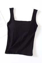 Load image into Gallery viewer, Ribbed Square Neck Sleeveless Tank Top: BLACK / L
