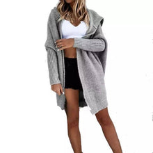 Load image into Gallery viewer, Cotton Blend Loose Knit Hoodie Sweater: KHAKI / L

