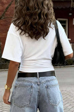 Load image into Gallery viewer, Ruched Casual Short Sleeve T-Shirt: WHITE / L
