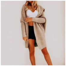 Load image into Gallery viewer, Cotton Blend Loose Knit Hoodie Sweater: KHAKI / 2XL
