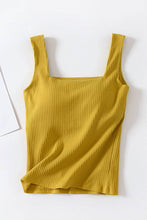 Load image into Gallery viewer, Ribbed Square Neck Sleeveless Tank Top: BLACK / M

