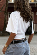 Load image into Gallery viewer, Ruched Casual Short Sleeve T-Shirt: WHITE / S
