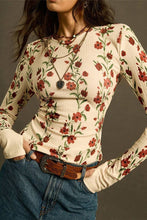 Load image into Gallery viewer, Floral Long Sleeve T-Shirt: BEIGE / S
