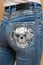 Load image into Gallery viewer, SKULL RIDER MID RISE BOOTCUT DENIM WITH STRETCH 500: Dark Wash / 3

