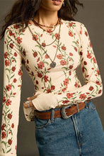 Load image into Gallery viewer, Floral Long Sleeve T-Shirt: BEIGE / L

