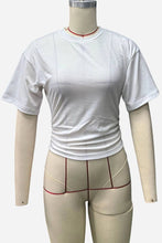 Load image into Gallery viewer, Ruched Casual Short Sleeve T-Shirt: BLACK / S
