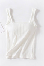 Load image into Gallery viewer, Ribbed Square Neck Sleeveless Tank Top: BLACK / L
