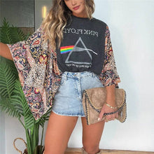 Load image into Gallery viewer, Printed Batwing Sleeve Loose Top: 4 / One_size
