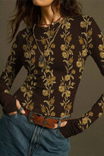 Load image into Gallery viewer, Floral Long Sleeve T-Shirt: BEIGE / M
