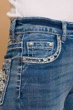 Load image into Gallery viewer, SKULL RIDER MID RISE BOOTCUT DENIM WITH STRETCH 500: Dark Wash / 5
