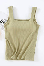 Load image into Gallery viewer, Ribbed Square Neck Sleeveless Tank Top: BLACK / L
