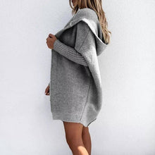 Load image into Gallery viewer, Cotton Blend Loose Knit Hoodie Sweater: KHAKI / L

