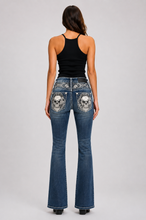 Load image into Gallery viewer, SKULL RIDER MID RISE BOOTCUT DENIM WITH STRETCH 500: Dark Wash / 9
