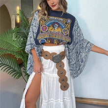 Load image into Gallery viewer, Printed Batwing Sleeve Loose Top: 4 / One_size
