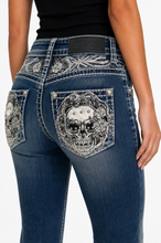 Load image into Gallery viewer, SKULL RIDER MID RISE BOOTCUT DENIM WITH STRETCH 500: Dark Wash / 0
